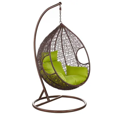 Tek kişilik rattan asma sandalye, karbon çelik çerçeve, balkon ve veranda - 9