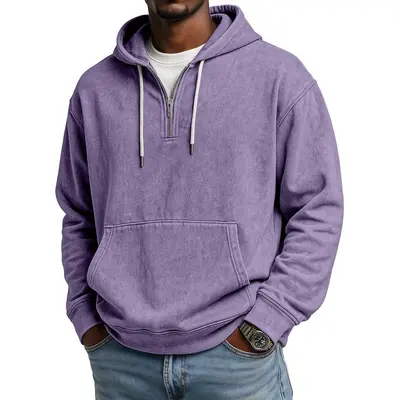 Men's Hooded Half-Zip Sweatshirt, Digital Print, Autumn 2025