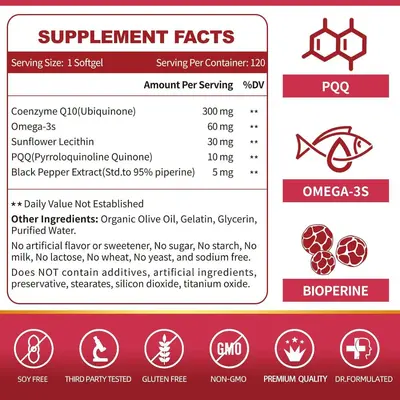Coenzyme Q10 Softgel Capsules, 120 Count, Fish Oil Supplement - 4