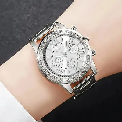 Dış ticaret sıcak satış kadın saatleri niş moda çok yönlü çelik bantlı kızlar elmas kaplı tam otomatik saatler kadın toptan