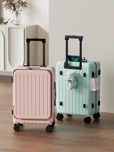 Seitlich öffnender erweiterbarer Koffer für Damen, Reisekoffertruhe mit Zahlenschloss, 20 Zoll, gefüttert, verdickt, große Kapazität, hochwertiger Trolley-Koffer - 3