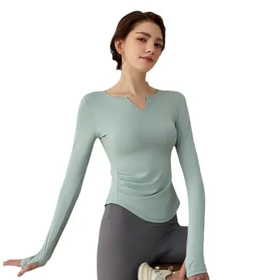 瑜伽服女2026春秋季新款运动健身跑步普拉提训练服瑜伽上衣批发