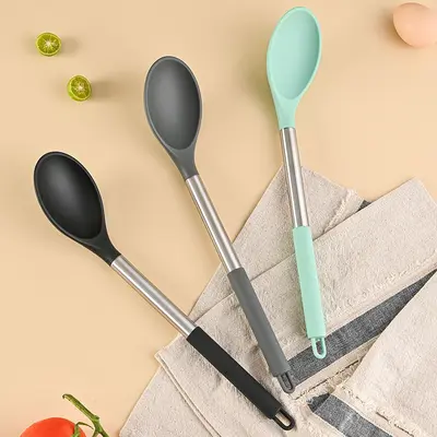 Manufacturer Supply Silicone Kitchen Utensil Set Cooking Spatula Spoon Silicone Serving Spoon Soup Spoon Non-stick Pot High Temperature Resistant