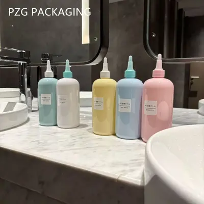 500ml Quetschflasche mit Drehverschluss und Spitzkappe für Kopfhautpflege