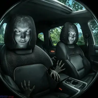 Elastischer Autokopfstützenbezug mit Porträtdruck, Halloween