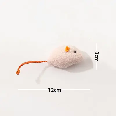Realistic Plush Mouse Cat Toy, Chew-Resistant, with Catnip Ball - 7