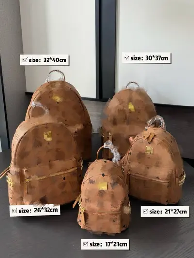 MC Jia Monogram Women's Backpack, Double-Shoulder Rivet Travel Backpack - 4