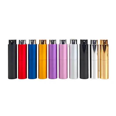 Yüksek kaliteli metal 5ml elektrokimyasal alüminyum iki bölmeli döner şişe, parfüm şişesi, sprey şişesi, 6ml ile doldurulabilir, ücretsiz logo baskısı.
