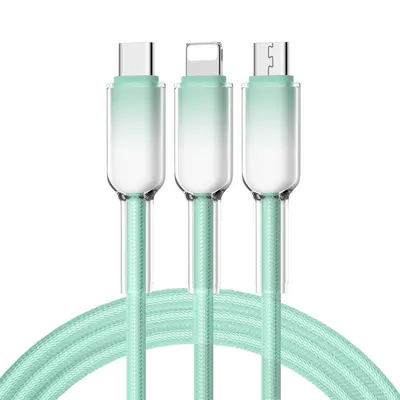 Buz Kristali Gradyan Üç-in-bir Veri Kablosu Type-C Üçlü Süper Hızlı Şarj Şarj Kablosu Örgülü Apple 15 Uyumlu - 7
