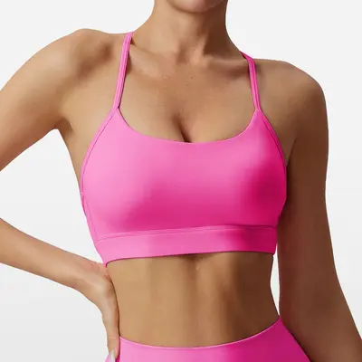 Women's Nude-Feel Sports Bra, Thin Strap, Shockproof, Quick-Dry - 9