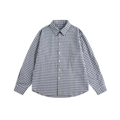 Unisex Plaid Shirt, 100% Cotton, Loose Fit, Drop Shoulder, Long Sleeve - 7