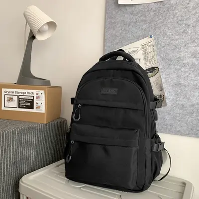 Cross-border New Arrival Best-Selling Korean-Style Large-Capacity Backpack, Solid Color Minimalist Japanese-Style Backpack, Sturdy and Durable Student Schoolbag