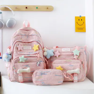 Schulrucksack-Set, 3-teilig, großes Fassungsvermögen, leicht, für Mittelschülerinnen - 10