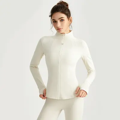 Damen Yoga-Jacke mit Daumenlöchern und Stehkragen - 7