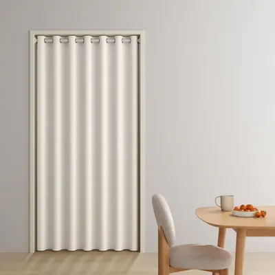Blackout Door Curtain, Warm and Windproof Partition Curtain, Drill-Free Hanging - 12