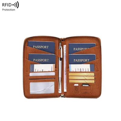 Retro tarzı pasaport çantası, çok bölmeli kart tutucu - 7