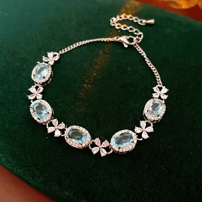 Zirkon oval kelebek yay bileklik, zarif tasarım - 12