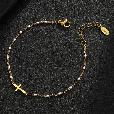 Bunte Perlen-Kreuz-Armbänder, Edelstahl, Paar-Armband