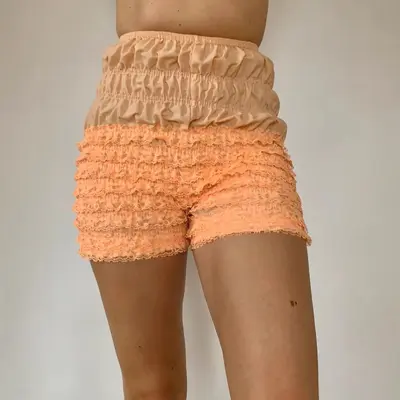 Kadın Yüksek Belli Çok Katmanlı Dantel Seksi Şort SU4004 - 4