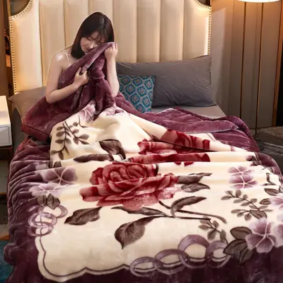 Raschel Winter Blanket, Single, Thick Coral Fleece - 11