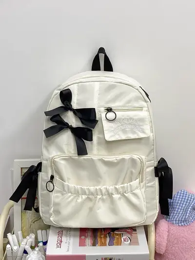Middle School Girls Backpack, Large Capacity, Cute Bow Design - 7