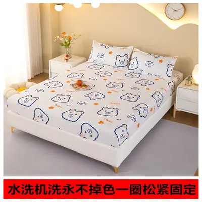 Washed cotton all-inclusive elastic fitted sheet single piece Simmons bed cover bedspread mattress protector dust cover non-slip sheet - 8