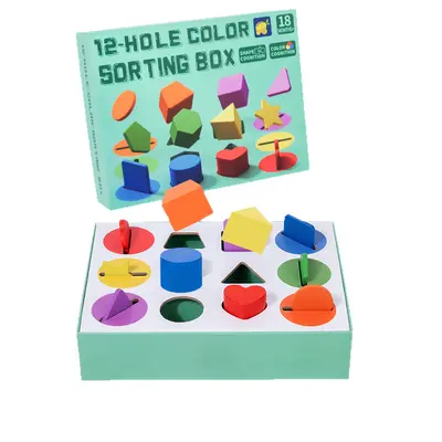 Kinder-Lernspielzeug, Form- und Farberkennung, 12 Löcher