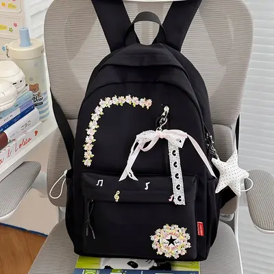 Neue grenzüberschreitende Freizeit-Trend-Rucksack mit Blumenmuster hochwertige leichte Schultasche großes Fassungsvermögen beliebter Campus-Rucksack - 12