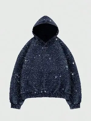 Amerikanischer Hoodie mit Sternen-Batikmuster, Herbst/Winter - 10