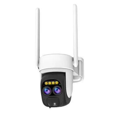 Weitwinkel Dual-Objektiv 4mm CCTV WiFi Kamera Outdoor Solar - 1