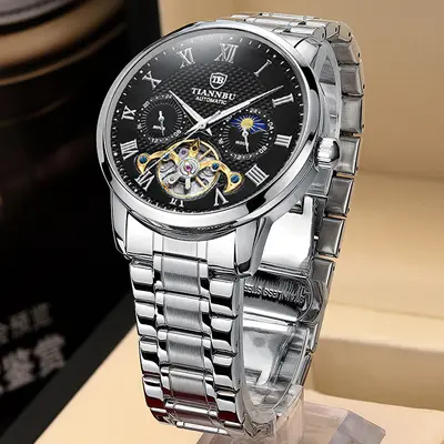 Men's Tourbillon Mechanical Watch, Fully Automatic, Waterproof, Luminous - 4