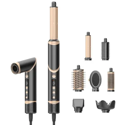 Cross-Border High-Speed Hair Dryer Styler All-in-One Hot Air Brush Quick-Dry Negative Ion Frizz-Free Automatic Curling Iron