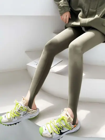 High-Elasticity Breathable Stepped-Foot Leggings, Extended Length - 5