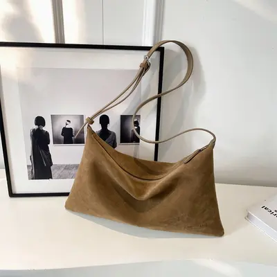 Retro Suede Pillow Bag for Women, Large Capacity Underarm Bag - 10
