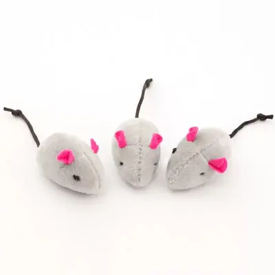 Plush Catnip Mouse Cat Toy, 3-Piece Set - 10