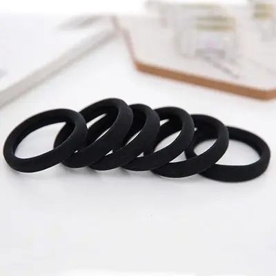 4cm Black Hair Tie Seamless Towel Scrunchie High Elasticity Hair-Friendly Hair Ring for Tying Hair Black Elastic Hair Band Wholesale