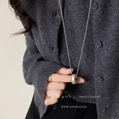 Minimalist su damlası kolye, uzun stil - 3