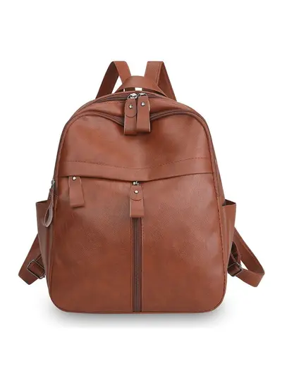 Women's Backpack, Large Capacity, Waterproof PU, Retro Korean Style - 5