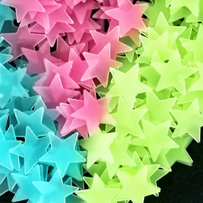 Leuchtende 3D-Sterne-Wandtattoos, fluoreszierend, blaues Licht