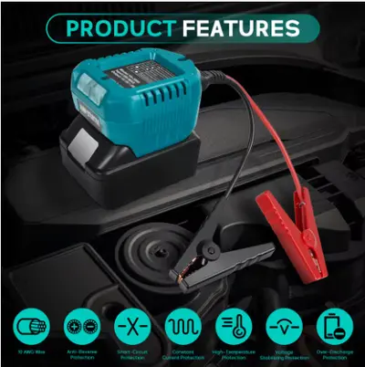 Emergency Starter for Makita 18V Battery, 10AWG Booster Cable - 2