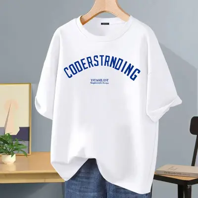 Men's Short Sleeve Printed T-Shirt, Summer Loose Fit, Casual Korean Style