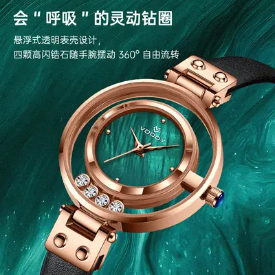 Rhinestone Quartz Women's Watch, rotating design, elegant style - 3