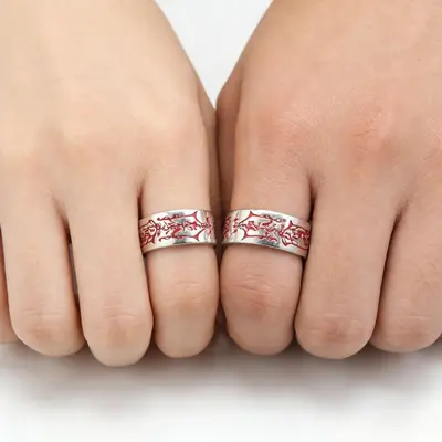 S999 pure silver open ring, vintage design - 4