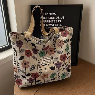 Large Capacity Women's Canvas Tote Bag Single Shoulder Commuter Handbag