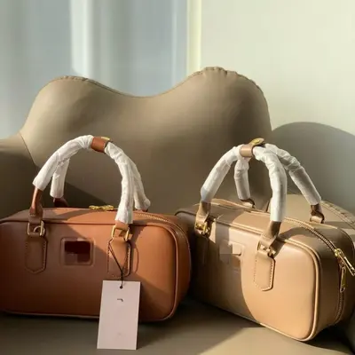 MIUu Genuine Leather Boston Bag, Women's Single Shoulder Crossbody Bag
