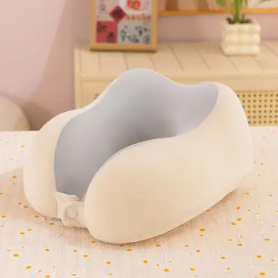 Memory foam U-shaped travel pillow with dual-peak neck support