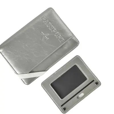 Niche Korean Style Silver Gray Passport Holder High-End Travel Document Organizer ID Card Storage Set Wallet Premium Quality
