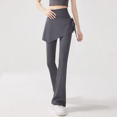 Yoga pantolonları ikisi bir arada etek yüksek belli popo kaldırıcı sıkı anti-maruz kalma genişletilmiş Pilates spor fitness pantolonları - 7
