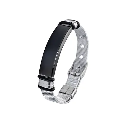 Grenzüberschreitender Schmuck verdickte 201 Edelstahl Herrenarmband modische Mesh-Armband gekrümmte Marke personalisierte Gravur Doppelarmband - 8