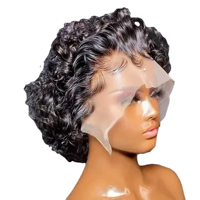 Short Curly Natural Look Front Lace Wig for Women